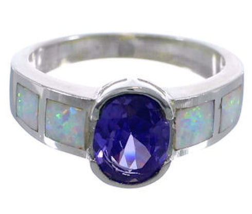 Southwest Amethyst Opal Sterling Silver Ring Size 6-1/4 EX51993